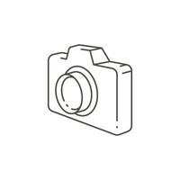 Line art simple monochrome isometric photo camera modern equipment device multimedia content vector