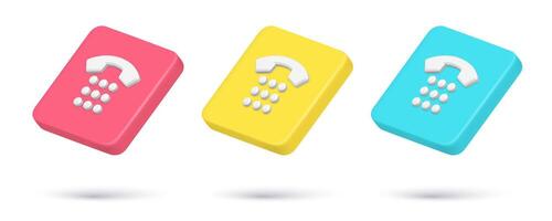 Collection realistic quick tips retro telephone call center internet notification 3d icon vector