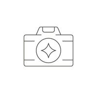 Simple line art camera for shooting taking picture at professional studio, course, hobby logo vector