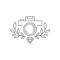 Graceful photo camera abstract design decorated by tree branch twig gems icon illustration vector