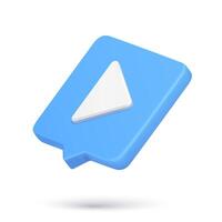Isometric audio play triangle button 3d icon quick tips cyberspace notification vector