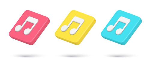 Realistic 3d icon quick tips musical notes internet notification collection illustration vector