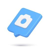 Realistic diagonal placed photo camera quick tips cyberspace notification 3d icon vector