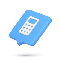 Minimalist calculator 3d icon for counting finance characters and checking amount balance vector