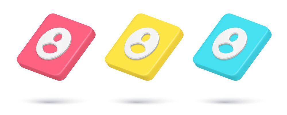 Realistic quick tips friend request social network internet notification 3d icon collection