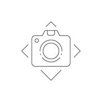 Linear simple photo camera sign at rhombus squared frame logo illustration vector