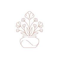 Natural flower bush bouquet growing in pot decorative by design elements simple icon vector