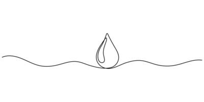 Water drop line icon. One line drawing background. illustration. Water drop continuous line icon on white background. A drop of liquid vector