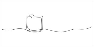 Folder file one line on a white background. The document is one line drawing. Office file document continuous line drawing. vector
