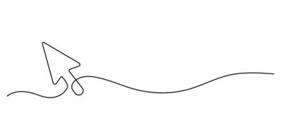 Single line cursor arrow icon. Background of drawing one line on a white background. illustration. Cursor arrow icon vector