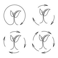set of design elements, logo design templates, badges and icons for natural and organic cosmetics packaging in trendy linear style. vector