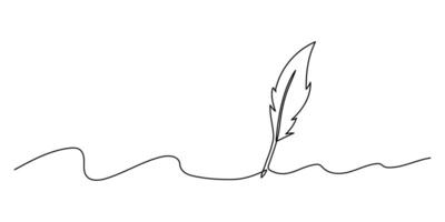Isolated bird feather with one line. The loop element can be used to sign documents. Business concept vector
