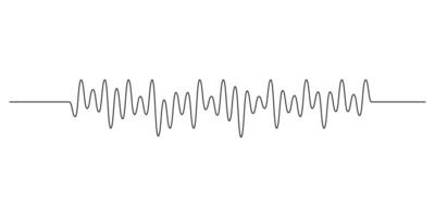 A sine wave signal in the ceiling of one line. Black curve sound wave collection. Voice or music audio concept. Pulsating lines. Electronic radiography. vector