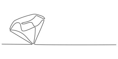 Diamond one line continuous banner concept. Hand drawn diamond, precious stone objects. illustration. vector