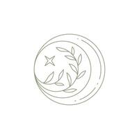 Decorative monochrome tree branch with leaves at rounded art frame icon illustration vector