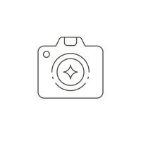 Linear simple logo hand drawn camera for taking photo with lens shutter decorative design elements vector