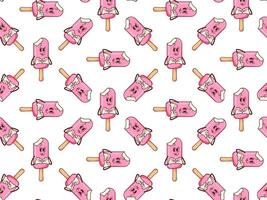 Vintage ice cream in Retro style seamless pattern. Groovy vintage character summer sweetness for packaging, paper, background vector
