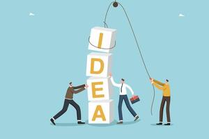 Men stacking cubes with the idea vector