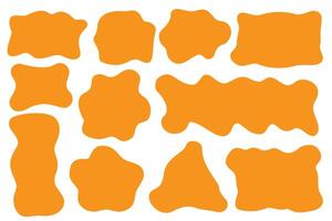 Abstract liquid shapes. Organic flat blobs. Irregular fluid bubbles. Random wavy spots and curvy elements. Amoeba rectangle box set. vector