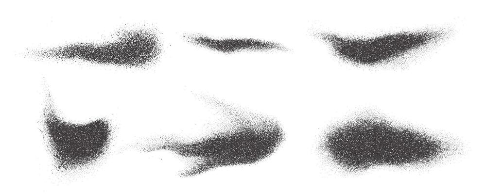 Halftone dotted shape. Stipple blob. Noisy abstract design element with grainy shadow texture. Random organic fluid.