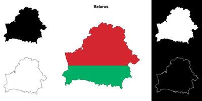 Belarus blank outline map set vector