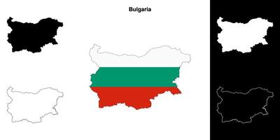 Bulgaria blank outline map set vector