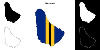Barbados blank outline map set vector