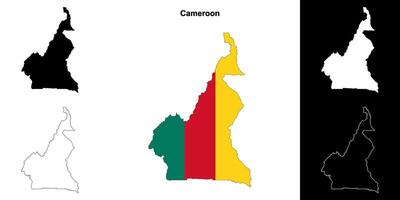 Cameroon blank outline map set vector