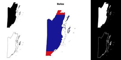 Belize blank outline map set vector