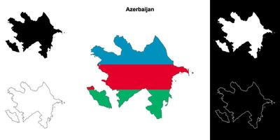 Azerbaijan blank outline map set vector