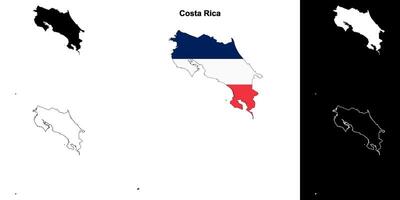 Costa Rica blank outline map set vector