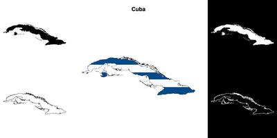 Cuba blank outline map set vector