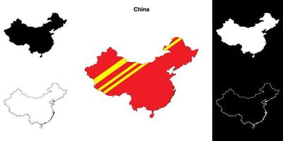 China blank outline map set vector