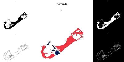 Bermuda blank outline map set vector