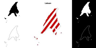 Labuan state outline map set vector