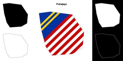 Putrajaya state outline map set vector