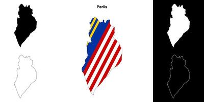 Perlis state outline map set vector