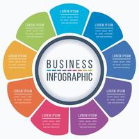 Circle Infographic design 9 Steps, objects, elements or options business information template vector