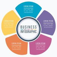 Circle Infographic design 5 Steps, objects, elements or options business information template vector