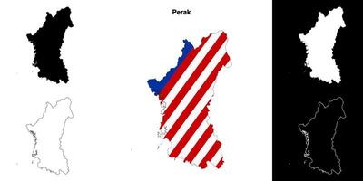 Perak state outline map set vector