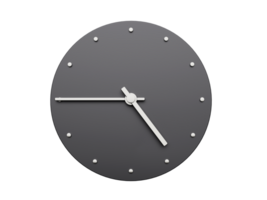 Simple clock gray Four forty five o'clock Modern Minimal Clock. 3D illustration png
