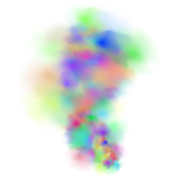 Background of an explosion of colorful smoke clouds.Multicolor fog with blue and yellow particles png
