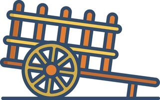 Bullock cart linear color illustration vector