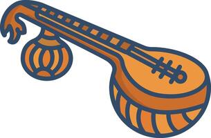 Veena linear color illustration vector