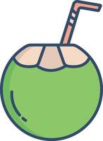Tender coconut linear color illustration vector