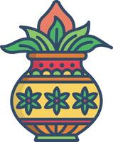 Kalasha linear color illustration vector