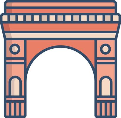 India Gate linear color illustration