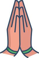 Namaste linear color illustration vector