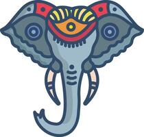Dussara Elephant linear color illustration vector