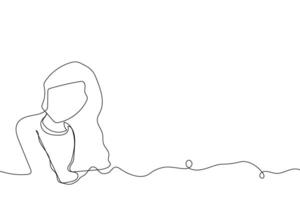 Sketch outline concept minimal girl woman lady in drawing continuous line art. Female hand drawn with white ioslated background. Abstract,illustration. vector